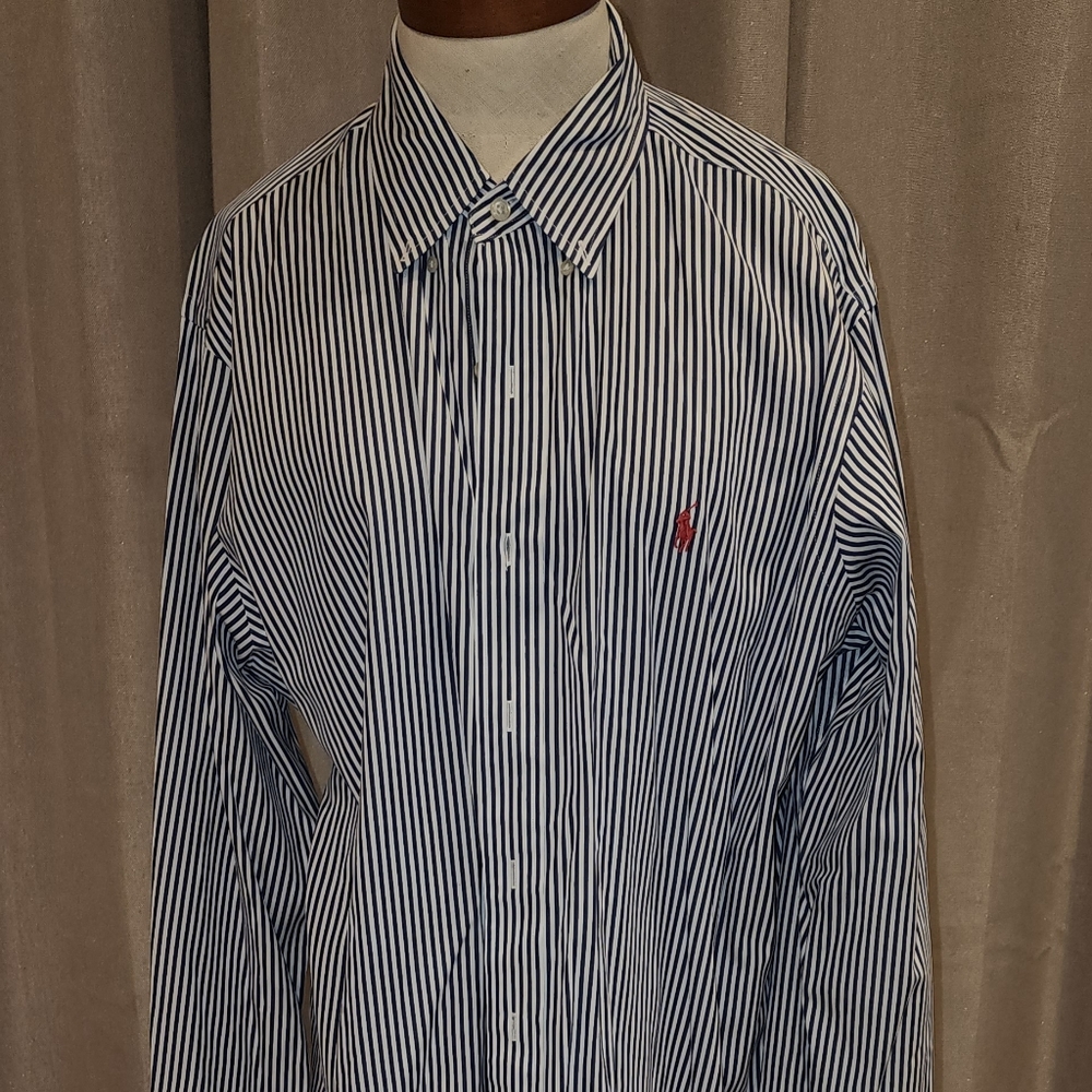 Ralph lauren Classic Fit Striped Poplin Long Sleeve Shirt